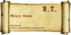 Mincz Keve névjegykártya